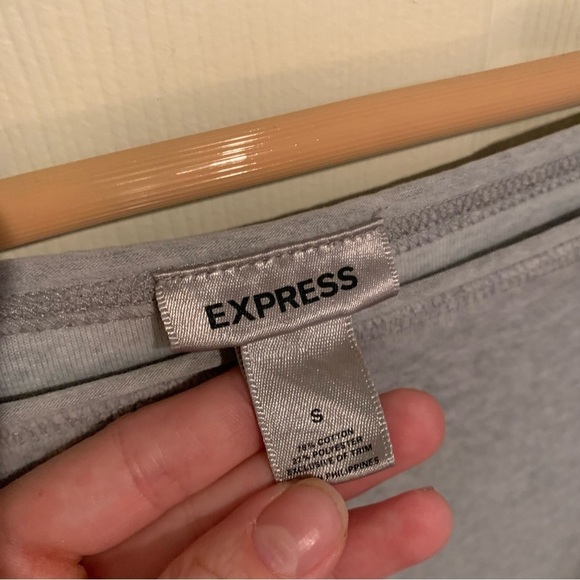 Express Off the Shoulder Gray Sweater - Picture 3 of 4